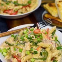 This Rattlesnake Pasta is essentially Cajun Chicken Pasta Alfredo. That sounds delicious in its own right, but Rattlesnake Pasta adds an element of intrigue!
