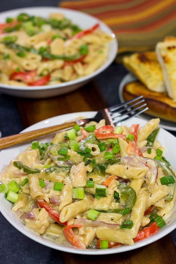 This Rattlesnake Pasta is essentially Cajun Chicken Pasta Alfredo. That sounds delicious in its own right, but Rattlesnake Pasta adds an element of intrigue!