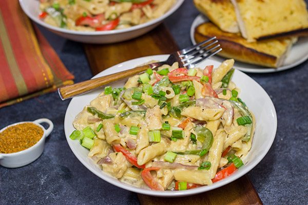 This Rattlesnake Pasta is essentially Cajun Chicken Pasta Alfredo. That sounds delicious in its own right, but Rattlesnake Pasta adds an element of intrigue!