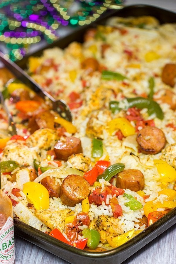 Looking for an easy and delicious dinner idea? This Sheet Pan Jambalaya is a new favorite in our house! (And it tastes amazing for leftover lunch the next day, too!)