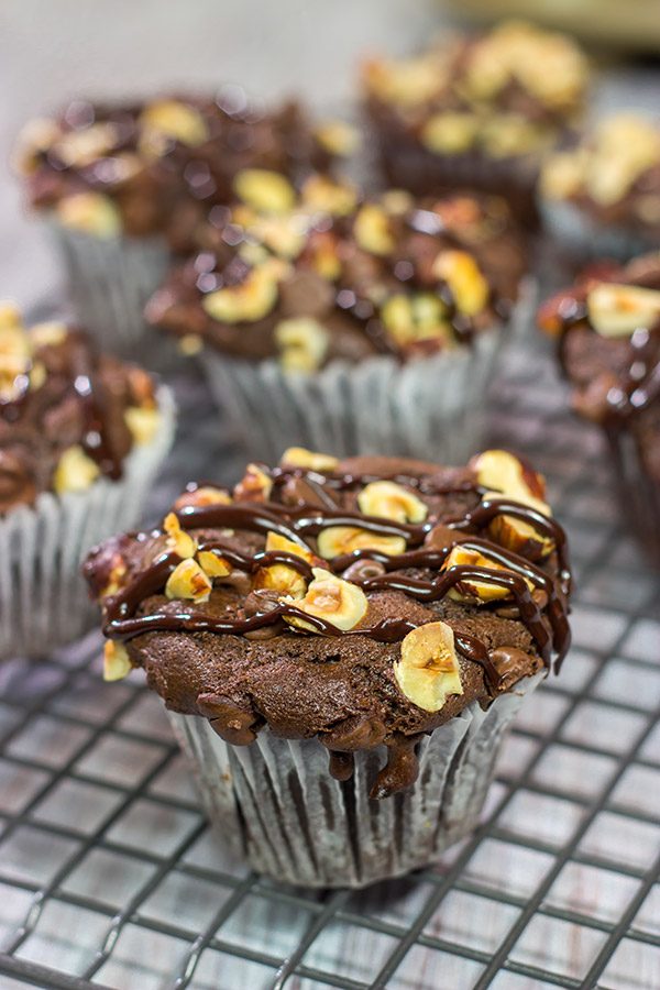 Topped with chocolate chips and chopped hazelnuts, these Chocolate Hazelnut Muffins make for an excellent morning...or afternoon...treat!