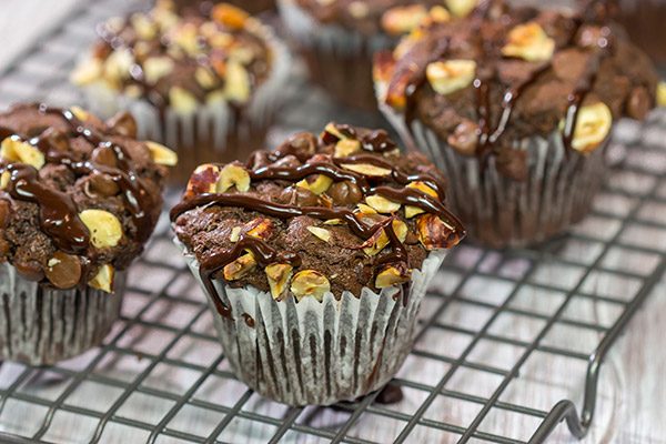 Topped with chocolate chips and chopped hazelnuts, these Chocolate Hazelnut Muffins make for an excellent morning...or afternoon...treat!
