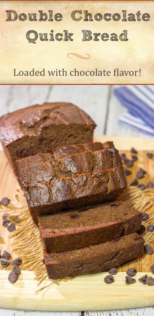 Packed with chocolate chips, this Double Chocolate Quick Bread is a tasty (and easy!) recipe for all chocolate lovers!