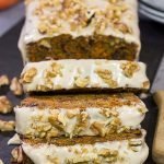 Garnished with toasted walnuts, a slice of this Iced Carrot Cake makes for a great mid-morning treat along with a cup of coffee!