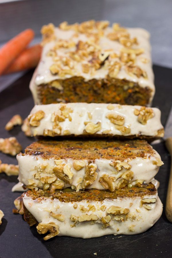 Garnished with toasted walnuts, a slice of this Iced Carrot Cake makes for a great mid-morning treat along with a cup of coffee!