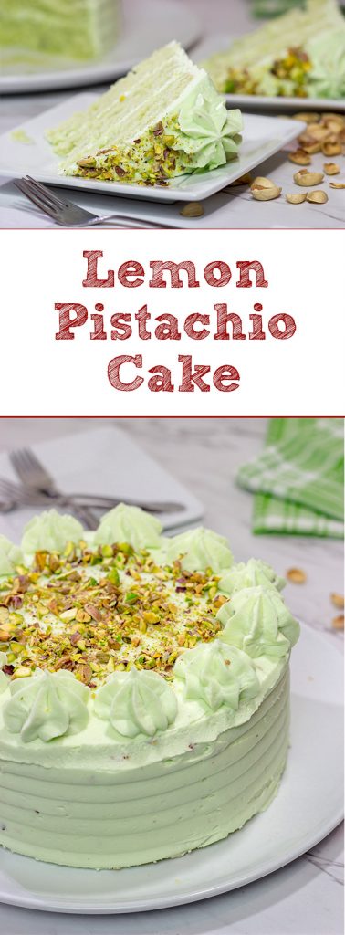 This Lemon Pistachio Cake uses pudding mix in both the cake and frosting for an extra creamy (and extra delicious) cake!