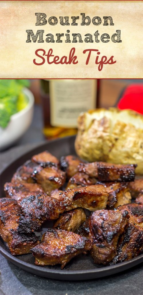 Looking for a fun marinade idea? Pull out the bottle of bourbon! These Bourbon Marinated Steak Tips make for a delicious (and easy) dinner idea!