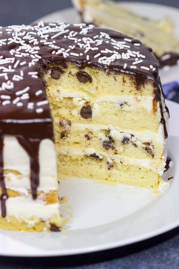 Why should cookies get to have all of the fun?  This Chocolate Chip Cake features chocolate chips baked right into the cake!