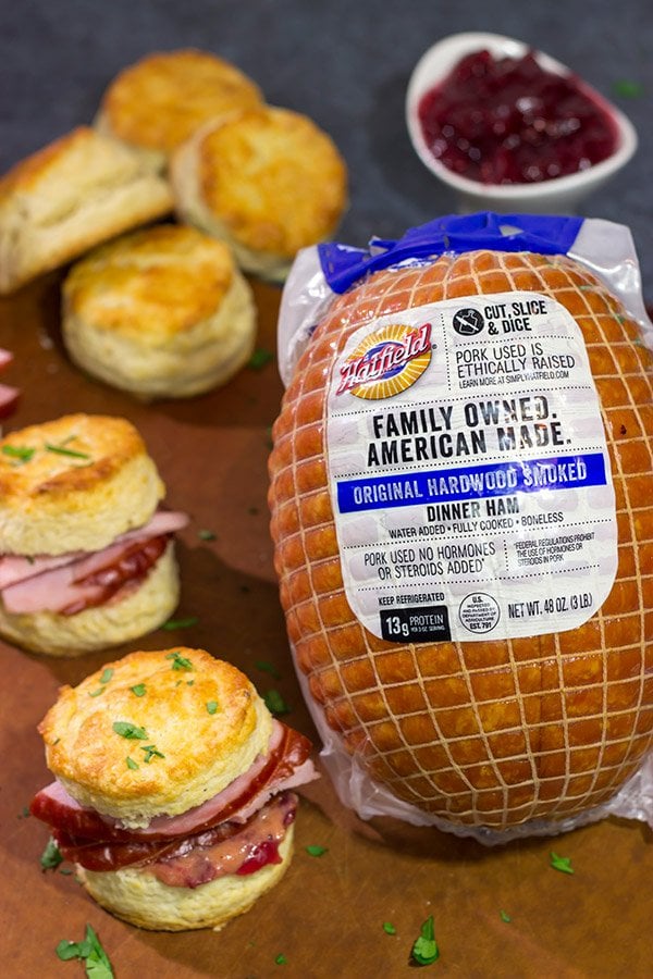 Looking for a tasty and easy way to use holiday leftovers?  These Ham Biscuits with Cranberry Mustard are a great choice!