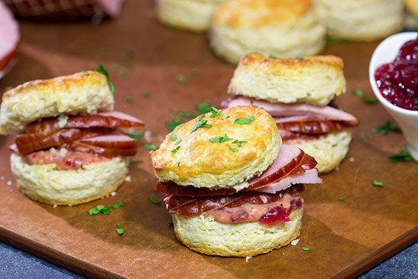 Looking for a tasty and easy way to use holiday leftovers?  These Ham Biscuits with Cranberry Mustard are a great choice!