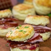 Looking for a tasty and easy way to use holiday leftovers? These Ham Biscuits with Cranberry Mustard are a great choice!