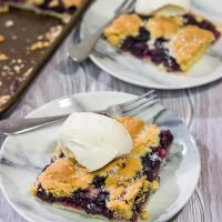 Looking to feed a crowd for a summer picnic? This Blueberry Slab Pie with Sugar Cookie Crust is a tasty answer!