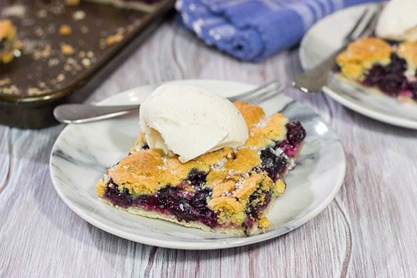 Looking to feed a crowd for a summer picnic? This Blueberry Slab Pie with Sugar Cookie Crust is a tasty answer!