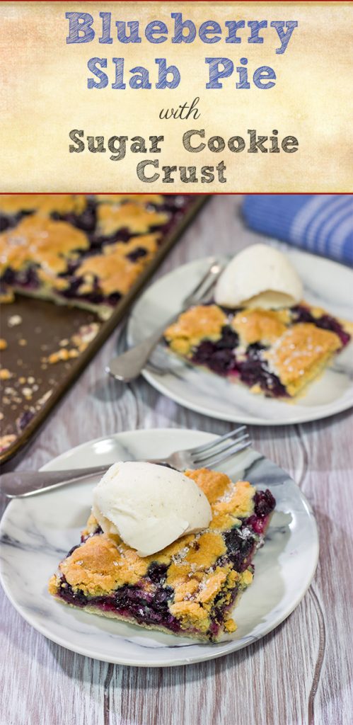 Looking to feed a crowd for a summer picnic? This Blueberry Slab Pie with Sugar Cookie Crust is a tasty answer!