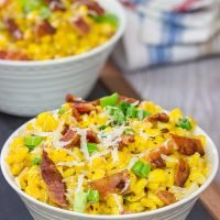 Fresh summer corn. Crispy bacon. Parmesan cheese. This Creamed Corn with Bacon is a delicious side dish for summer grilling!