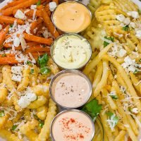 Looking for a fun appetizer for watching sports or hosting a game night? A French Fry Board is the answer! Lots of fries, lots of sauces, lots of fun!