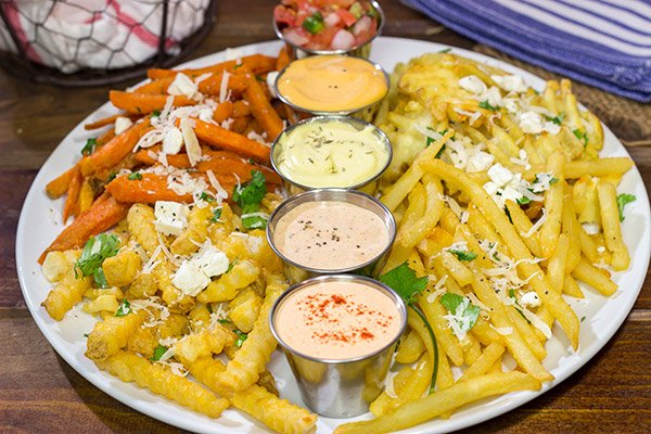 Looking for a fun appetizer for watching sports or hosting a game night? A French Fry Board is the answer! Lots of fries, lots of sauces, lots of fun!