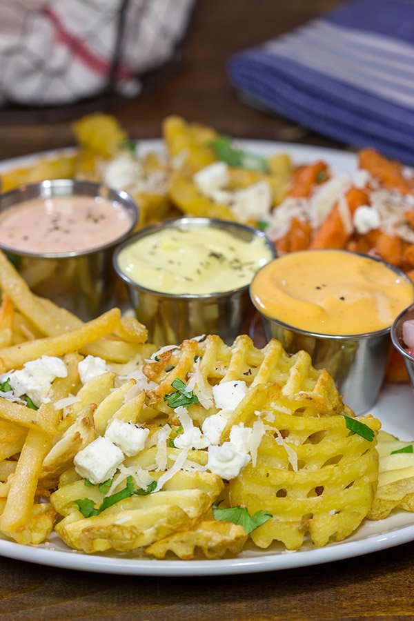Looking for a fun appetizer for watching sports or hosting a game night? A French Fry Board is the answer! Lots of fries, lots of sauces, lots of fun!