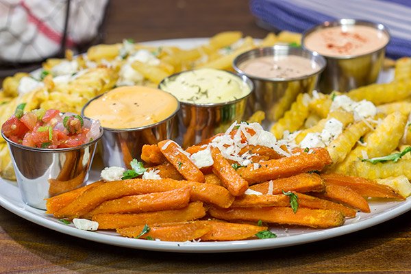 Looking for a fun appetizer for watching sports or hosting a game night? A French Fry Board is the answer! Lots of fries, lots of sauces, lots of fun!