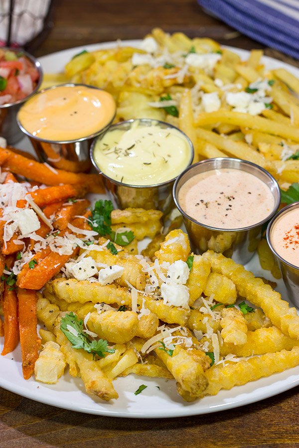 Looking for a fun appetizer for watching sports or hosting a game night? A French Fry Board is the answer! Lots of fries, lots of sauces, lots of fun!