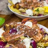 Packed with big flavors, this Grilled Blackened Salmon Pasta is a tasty way to enjoy summer grilling season!