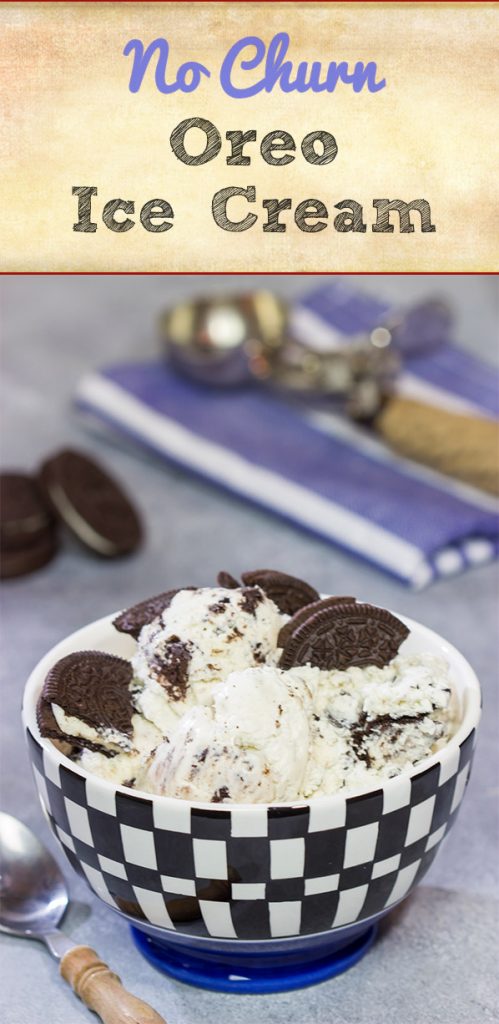 Looking for an easy and delicious summer dessert?  This creamy No Churn Oreo Ice Cream is sure to be a family favorite!