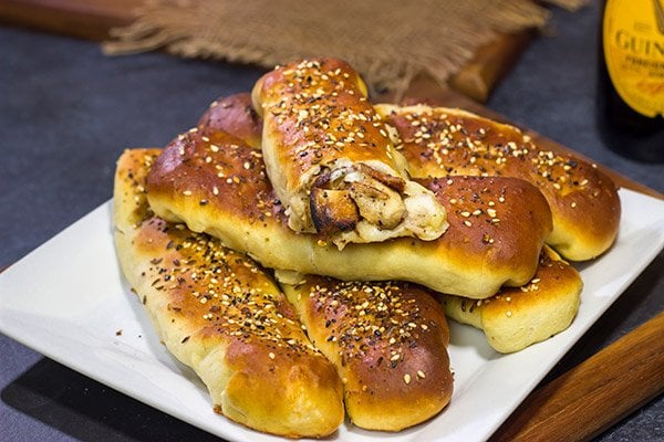 These Chicken Bacon Ranch Pretzels feature buttery pretzels stuffed with juicy chicken, crispy bacon and creamy ranch dressing!  They're delicious!