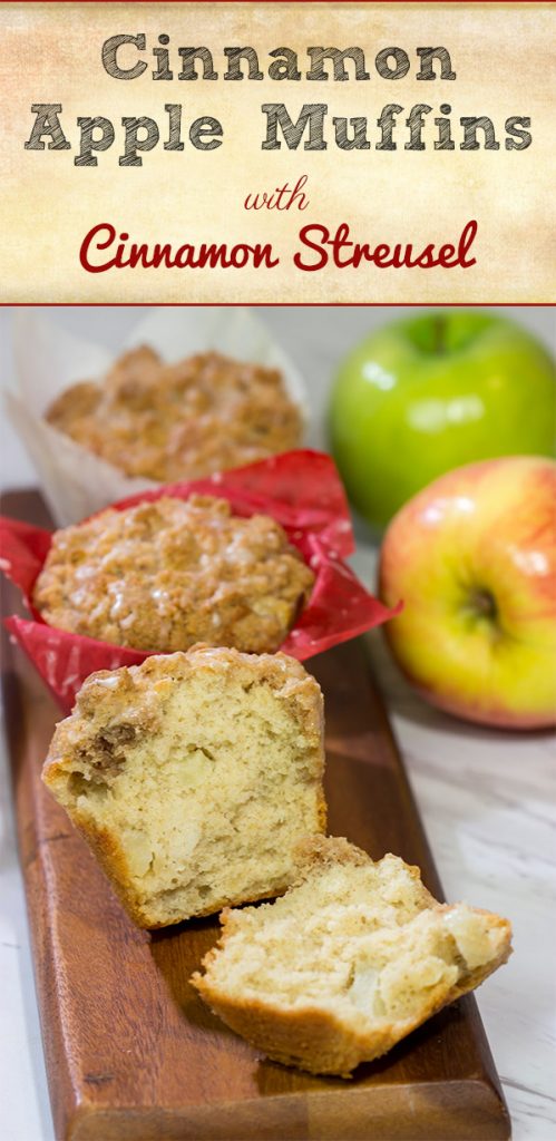 These Cinnamon Apple Muffins are loaded with apples and cinnamon...and topped with a delicious crunchy cinnamon streusel! They're perfect for chilly Autumn mornings!
