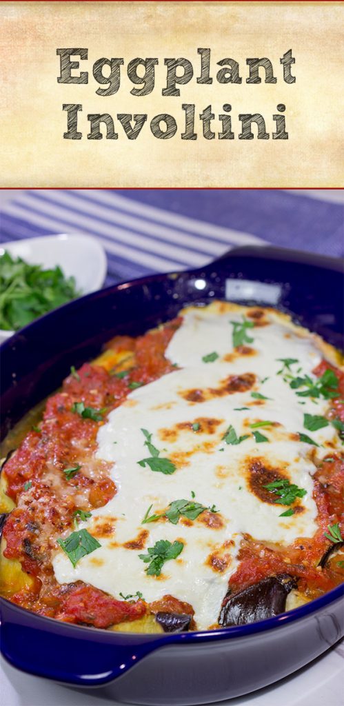 Eggplant Involtini is a classic Italian recipe. This version features a lemon herb ricotta filling rolled up inside of slices of roasted eggplant. It's delicious!
