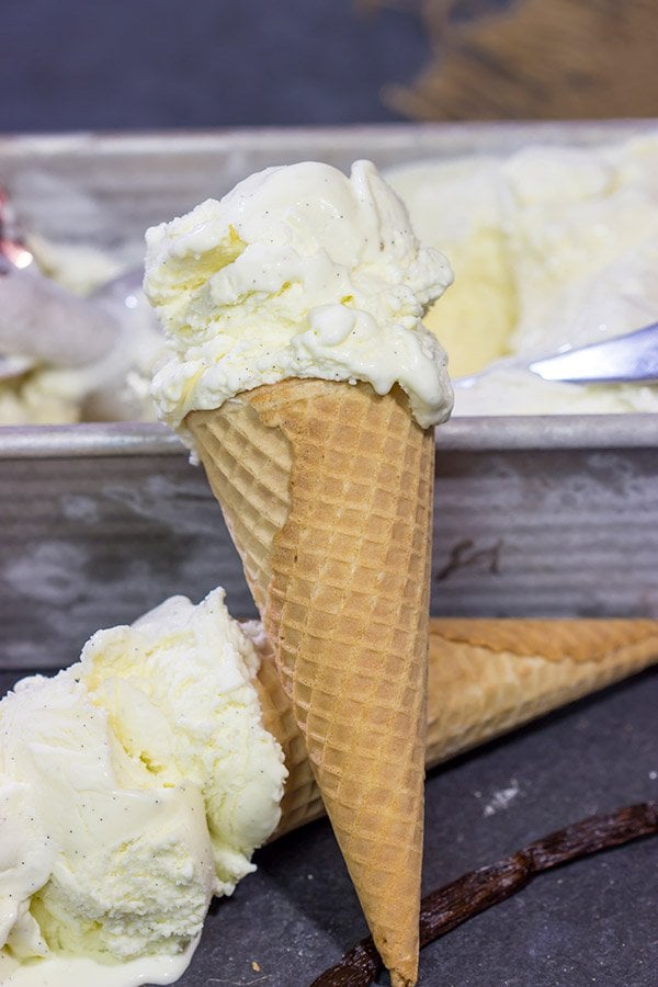 This homemade French Vanilla Ice Cream is packed with vanilla beans for a deep vanilla flavor. Grab a scoop for dessert tonight!