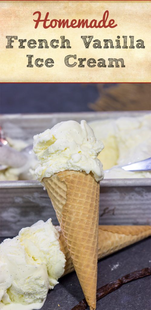 This homemade French Vanilla Ice Cream is packed with vanilla beans for a deep vanilla flavor.  Grab a scoop for dessert tonight!