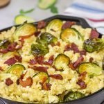 This Mac and Cheese with Bacon and Roasted Brussels Sprouts features creamy macaroni and cheese combined with crispy bacon and roasted Brussels.  It's a meal in itself!