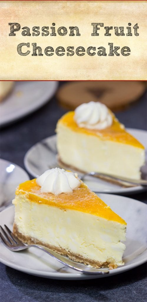 This Passion Fruit Cheesecake is packed with tropical flavors! It's the perfect dessert for a warm summer evening. Cheers!
