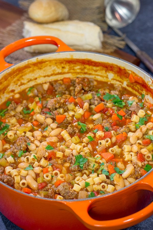 This Italian American version of Pasta e Fagioli is rustic and comforting in the best possible way! It's perfect for chilly Autumn evenings!