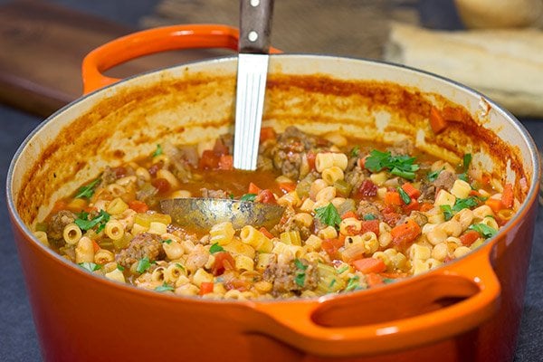 This Italian American version of Pasta e Fagioli is rustic and comforting in the best possible way! It's perfect for chilly Autumn evenings!