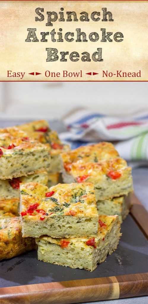 This Spinach Artichoke Bread is an easy, no-knead bread...and it's delicious! Oh, and did I mention it only requires one bowl!?