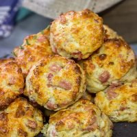 Leftover ham?  No problem!  These Cheesy Ham Biscuits are studded with chunks of ham and cheese...and they're delicious!