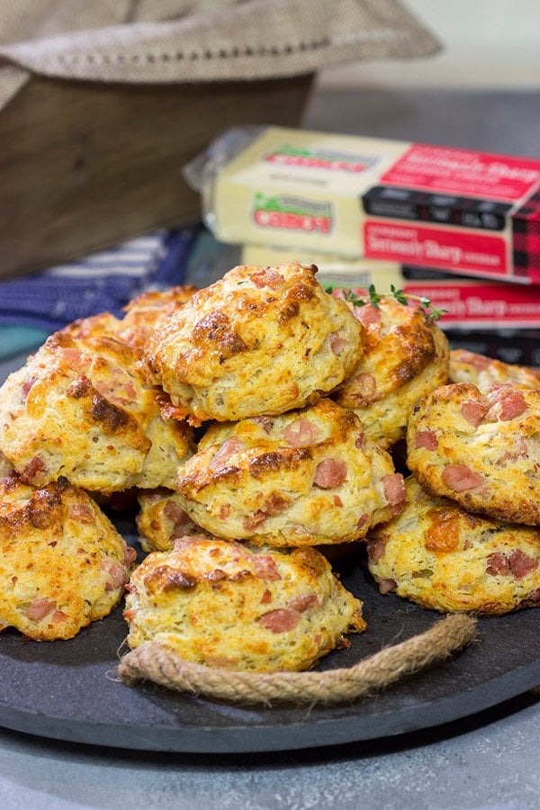Leftover ham?  No problem!  These Cheesy Ham Biscuits are studded with chunks of ham and cheese...and they're delicious!