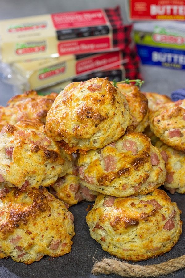 Leftover ham?  No problem!  These Cheesy Ham Biscuits are studded with chunks of ham and cheese...and they're delicious!