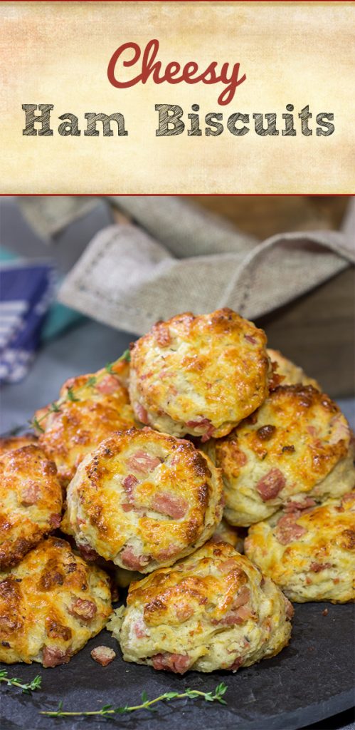 Leftover ham?  No problem!  These Cheesy Ham Biscuits are studded with chunks of ham and cheese...and they're delicious!