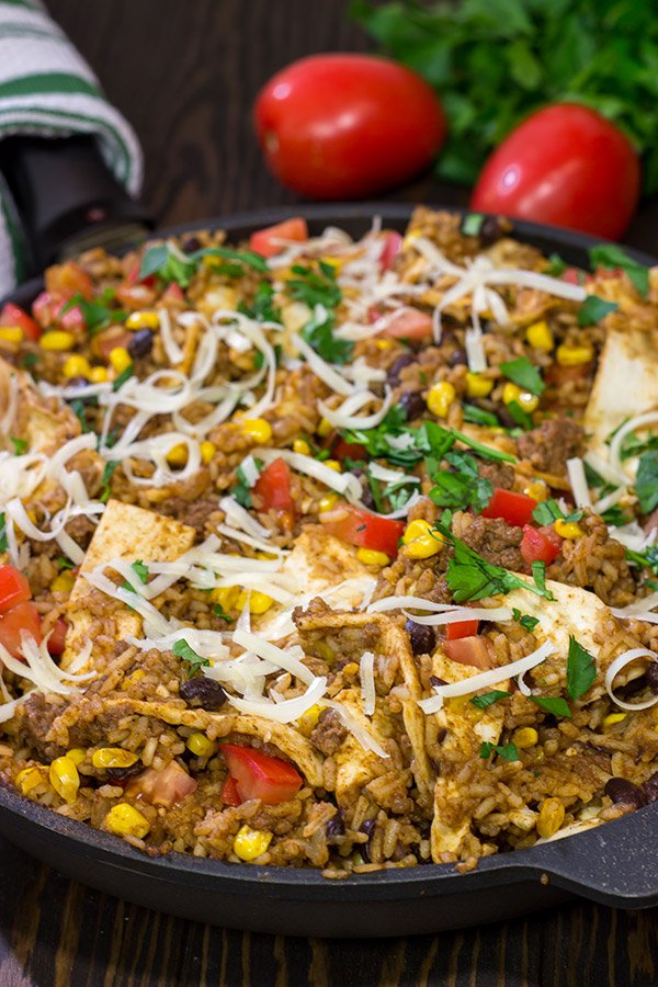Looking for a fun way to mix up week night dinners?  Mix the burritos right into the filling with these tasty Skillet Beef Burritos!