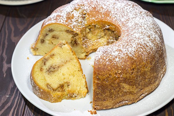 This Sour Cream Pound Cake with Cinnamon Walnut Swirl is a tasty (and easy) recipe that can be served for dessert or breakfast...or both!