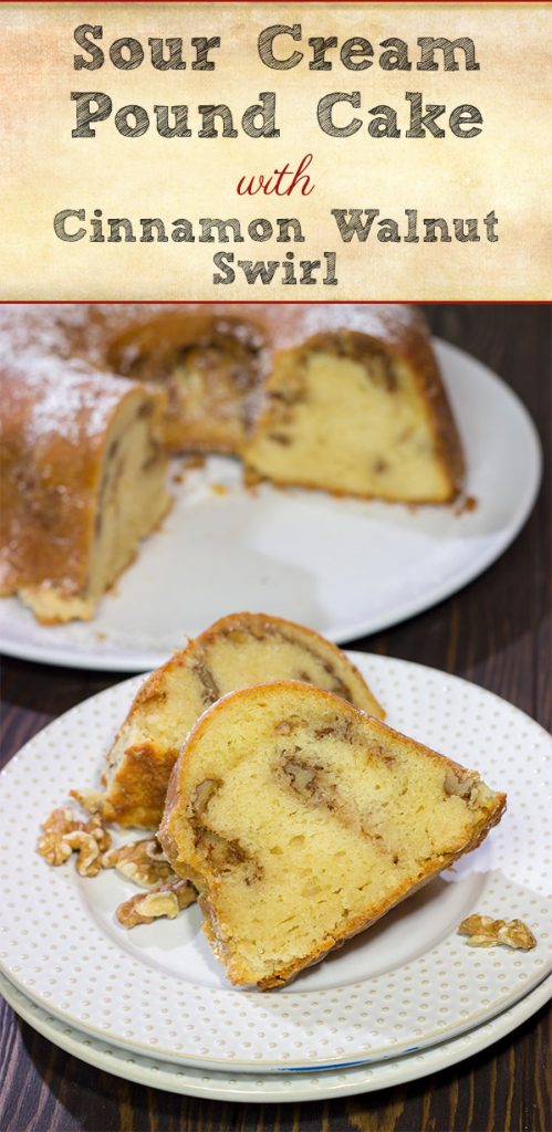 This Sour Cream Pound Cake with Cinnamon Walnut Swirl is a tasty (and easy) recipe that can be served for dessert or breakfast...or both!