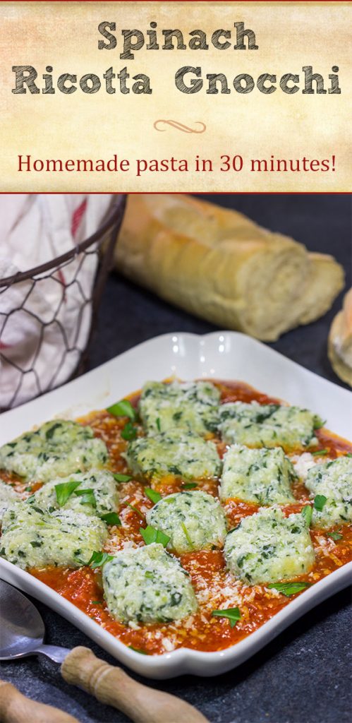 This Spinach Ricotta Gnocchi is an easy and tasty homemade pasta that's ready in just 30 minutes!