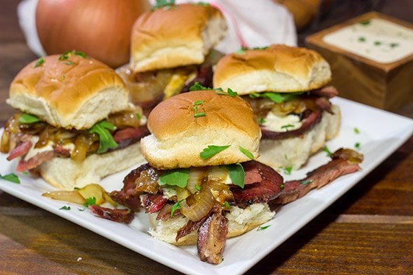 These Beef Brisket Sliders with Alabama White BBQ Sauce are proof that good things can come in small packages!  Make a batch of these sliders for dinner tonight!