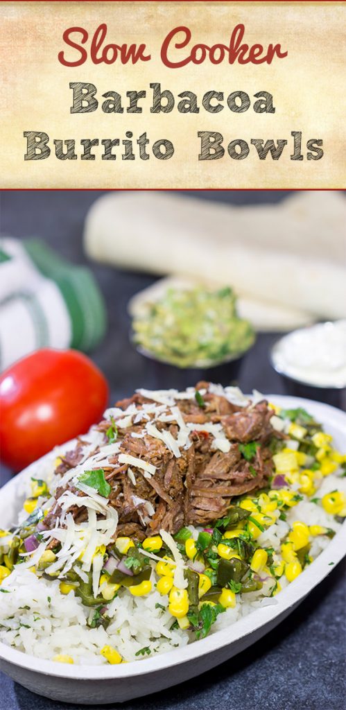 Craving some delicious comfort food? Then put these Slow Cooker Beef Barbacoa Burrito Bowls on the menu!