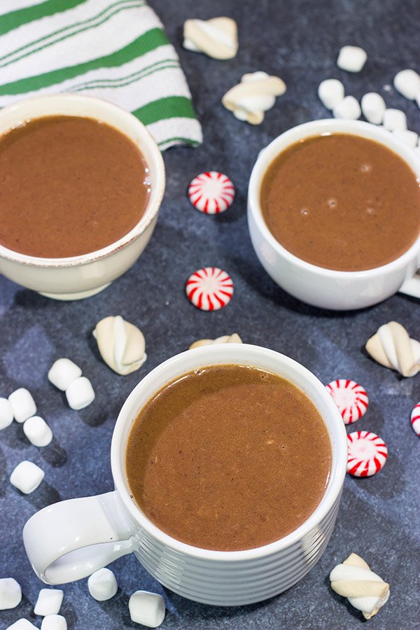 This Slow Cooker Hot Chocolate is a great recipe for holiday gatherings.  Plus, you can create a Hot Chocolate Bar and let friends/family make their own mugs!