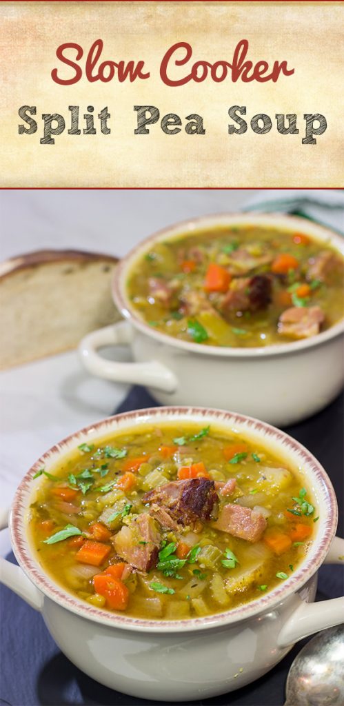 This Slow Cooker Split Pea Soup is an easy and delicious recipe. It's packed with flavor, and it's perfect for warming up on a chilly day!
