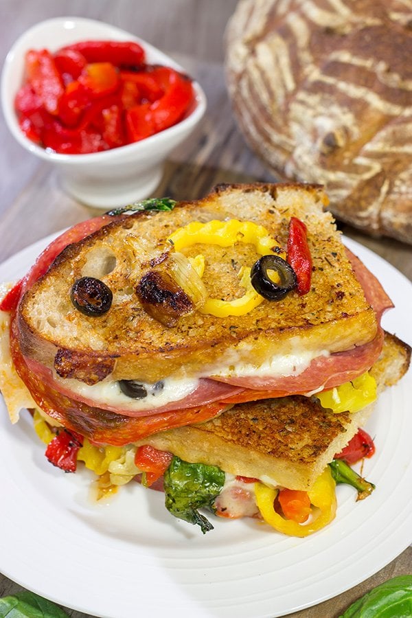 Packed with a variety of Italian meats and cheeses, this Antipasta Grilled Cheese is like a delicious appetizer platter...just in a cheesy, sandwich form!