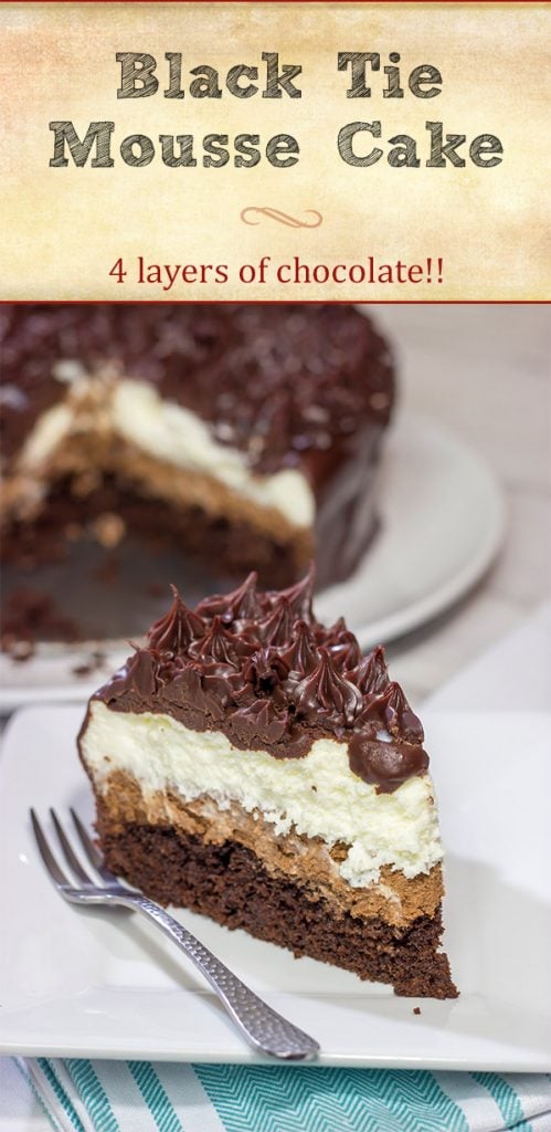 This Black Tie Mousse Cake features 4 distinct layers of chocolate. It takes a bit of time to make, but this sweet treat is worth the effort!